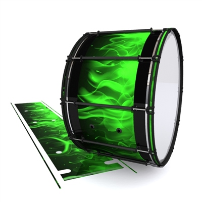 System Blue Professional Series Bass Drum Slip - Green Flames (Themed)