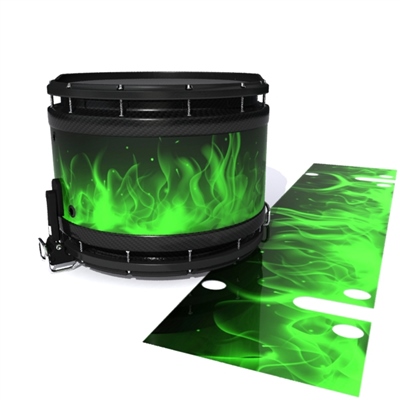 System Blue Professional Series Snare Drum Slip - Green Flames (Themed)