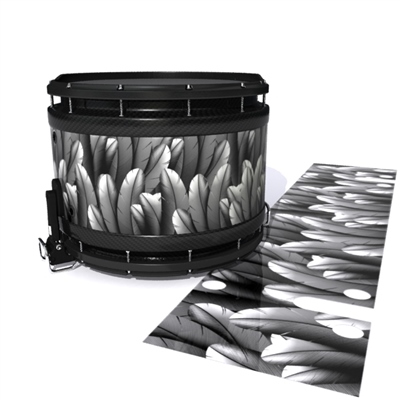 System Blue Professional Series Snare Drum Slip - Grey Feathers (Themed)