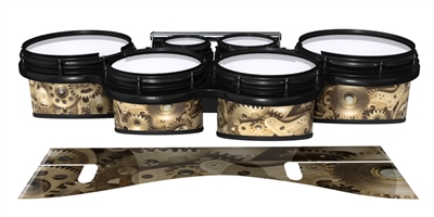 System Blue Professional Series Tenor Drum Slips - Golden Gears (Themed)