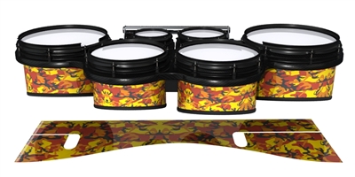 System Blue Professional Series Tenor Drum Slips - November Fall Traditional Camouflage (Red) (Yellow)