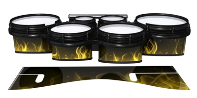 System Blue Professional Series Tenor Drum Slips - Yellow Flames (Themed)