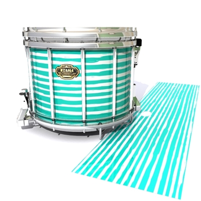 Tama Marching Snare Drum Slip - Lateral Brush Strokes Aqua and White (Green) (Blue)