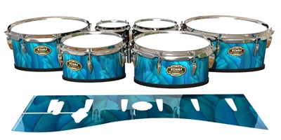Tama Marching Tenor Drum Slips - Blue Feathers (Themed)