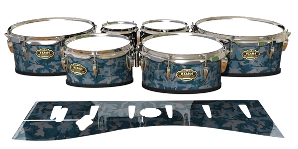 Tama Marching Tenor Drum Slips - Blue Slate Traditional Camouflage (Blue)