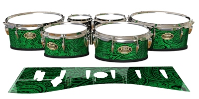 Tama Marching Tenor Drum Slips - Dark Green Paisley (Themed)