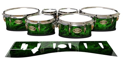 Tama Marching Tenor Drum Slips - Forest GEO Marble Fade (Green)