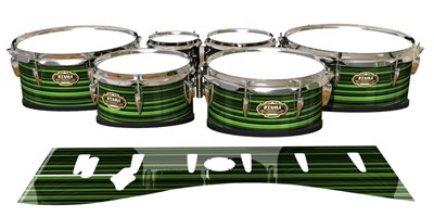 Tama Marching Tenor Drum Slips - Green Horizon Stripes (Green)
