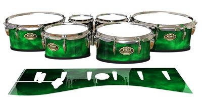 Tama Marching Tenor Drum Slips - Green Smokey Clouds (Themed)