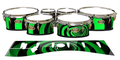 Tama Marching Tenor Drum Slips - Green Vortex Illusion (Themed)