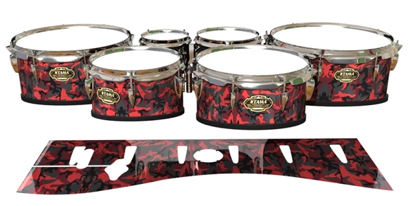 Tama Marching Tenor Drum Slips - Red Slate Traditional Camouflage (Red)