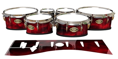 Tama Marching Tenor Drum Slips - Red Smokey Clouds (Themed)