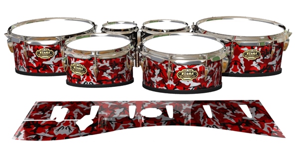 Tama Marching Tenor Drum Slips - Serious Red Traditional Camouflage (Red)