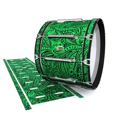 Yamaha 8200 Field Corps Bass Drum Slip - Dark Green Paisley (Themed)