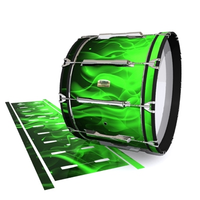 Yamaha 8200 Field Corps Bass Drum Slip - Green Flames (Themed)