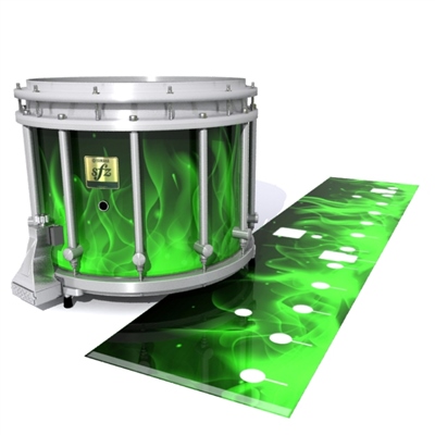 Yamaha 9200 Field Corps Snare Drum Slip - Green Flames (Themed)