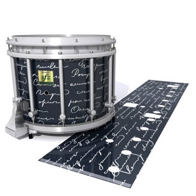 Yamaha 9200 Field Corps Snare Drum Slip - Illegible Script on Black (Themed)