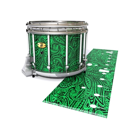 Yamaha 9300/9400 Field Corps Snare Drum Slip - Dark Green Paisley (Themed)