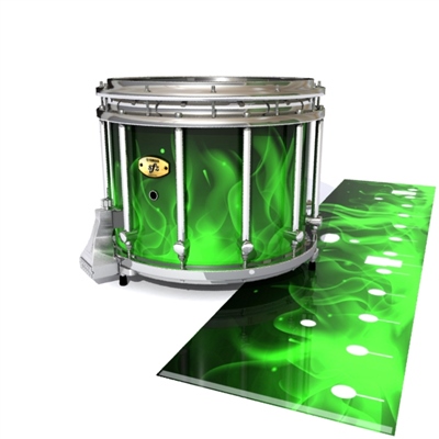 Yamaha 9300/9400 Field Corps Snare Drum Slip - Green Flames (Themed)