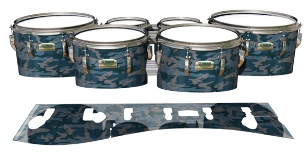 Yamaha 8200 Field Corps Tenor Drum Slips - Blue Slate Traditional Camouflage (Blue)