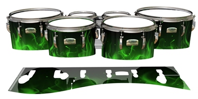 Yamaha 8200 Field Corps Tenor Drum Slips - Green Flames (Themed)
