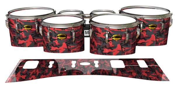 Yamaha 8300 Field Corps Tenor Drum Slips - Red Slate Traditional Camouflage (Red)