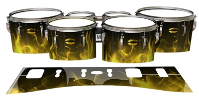 Yamaha 8300 Field Corps Tenor Drum Slips - Yellow Flames (Themed)