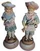 Large Polychrome Bisque Figures / Statues Boy & Girl German Ca 1880 - Sold