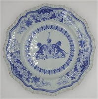 English Blue Transferware Armorial plate for the Worshipful Company of Salters, Circa 1825