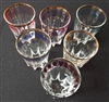 1950s Multicoloured Banded Gilded Boxed Shot Glasses - Sold