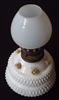 Milk Glass Oil Lamp with Applied Flowers - Sold