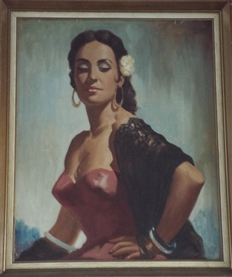 1960s Oil Painting of Spanish Lady - Sold