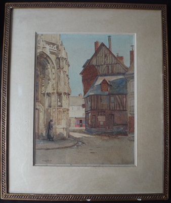 Philip Mitchell Signed Watercolour of Town Scene - Sold
