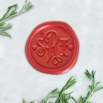 Carson Font with Dots Adhesive Wax Seals - 1 1/4" Monogram