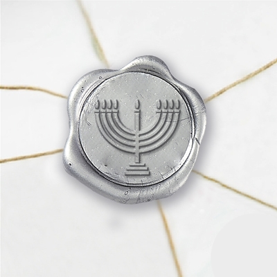 Self Adhesive Symbol Wax Seal Stickers  1 1/4" - Menorah