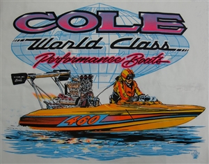 Vintage Cole Custom Boats T-Shirt with Pink Lettering