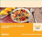Five packets of cinnamon-o cereal in a box.