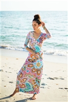 Maxi Wrap Style Dress  with 3/4 length sleeves