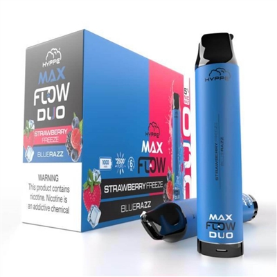 HYPPE MAX Flow DUO disposable vape has two flavors inside HYPPE MAX Flow DUO disposable vape has two flavors inside so you can switched from flavor to flavor using the toggle button on top. $14.99