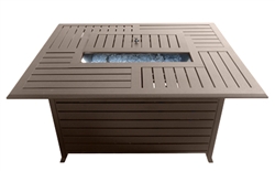 Rectangle Aluminum Slatted Fire Pit With Stainless Steel Propane Burner