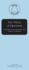 Our Policy of Openness: Our Higher Power As We Each May Come to Understand