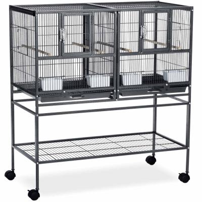 #F070 Hampton Deluxe Divided Breeder Bird Cage With Stand - Black