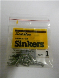 Box of 12 packs of scotchline sz. 1 pinch-on sinkers (T3-26)