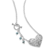 17" S.S. HEART TOGGLE NECKLACE WITH TURQUOISE BEADS