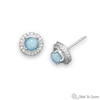 RHODIUM PLATED LARIMAR & CZ EARRINGS & PENDANT SET