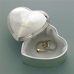 INSPIRATIONAL HEART TRINKET BOX WITH ENGRAVED CROSS