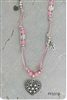 HEART CHARM NATURAL STONE NECKLACE & BRACELET SET