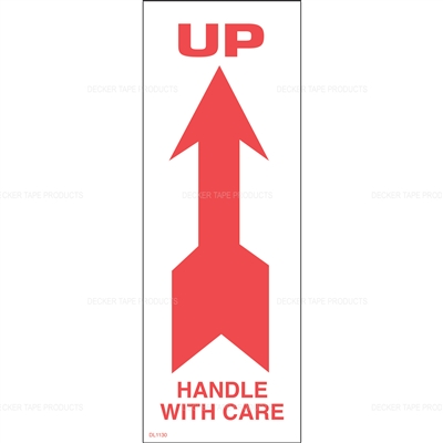 DL1130 <br> UP HANDLE WITH CARE <br> 2-1/2" X 7"