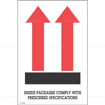 DL1480 <br> ARROWS UP - INSIDE PACKAGES COMPLY <br> 4" X 6"