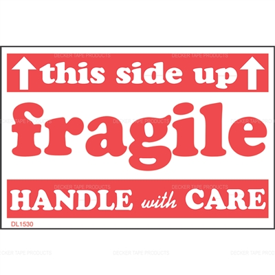 DL1530 <br> FRAGILE THIS SIDE UP HANDLE WITH CARE <br> 2" X 3"